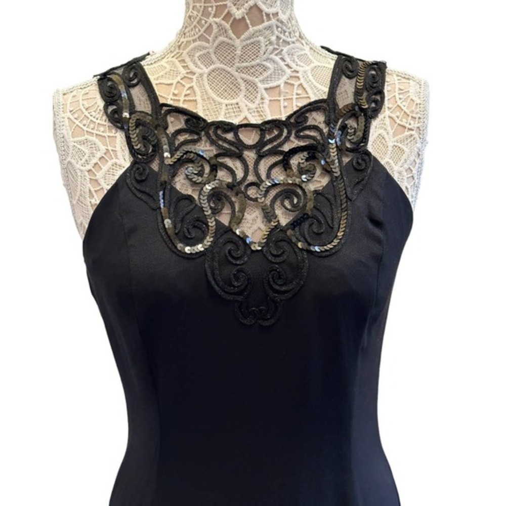 Vintage Jessica McClintock Gunne Sax Black Lace Detail Long Dress Size 11/12 - Picture 2 of 9